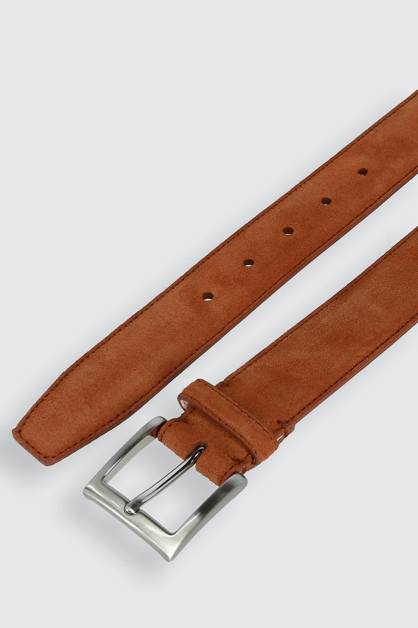 Cognac Italian Leather Belt With Nickel Roller Buckle – Dapper Classics®